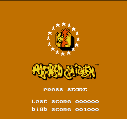 Alfred Chicken title screen for NES
